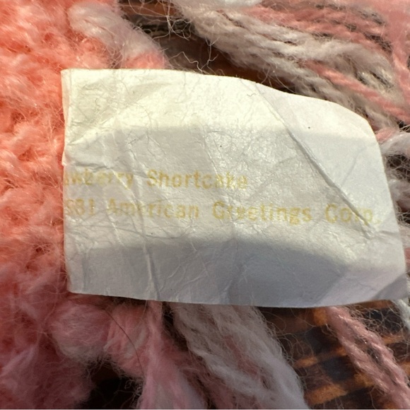 Vintage 1981 Strawberry Shortcake Pink/White Orlon Scarf American Greetings USA - Picture 5 of 7